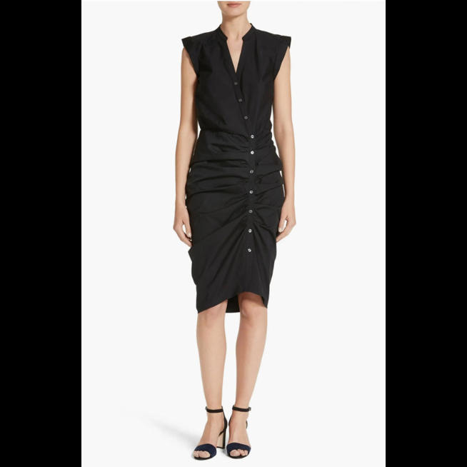 New Veronica Beard Ruched Shirtdress In Black Size 2 #D7818